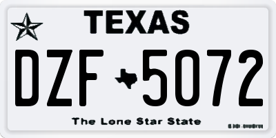 TX license plate DZF5072