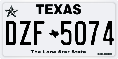 TX license plate DZF5074