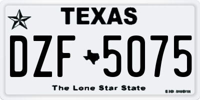 TX license plate DZF5075