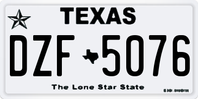 TX license plate DZF5076