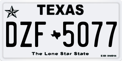 TX license plate DZF5077