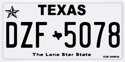 TX license plate DZF5078
