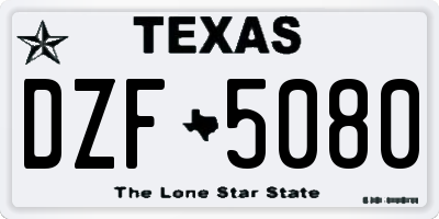 TX license plate DZF5080