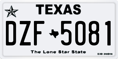TX license plate DZF5081