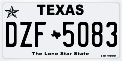 TX license plate DZF5083