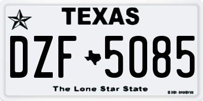 TX license plate DZF5085