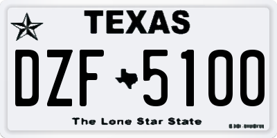 TX license plate DZF5100