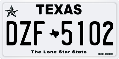 TX license plate DZF5102