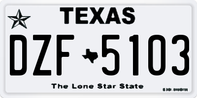 TX license plate DZF5103