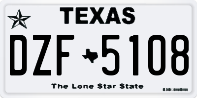 TX license plate DZF5108