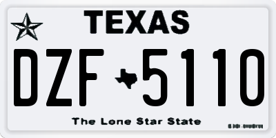 TX license plate DZF5110