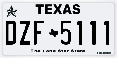 TX license plate DZF5111