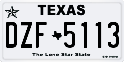 TX license plate DZF5113