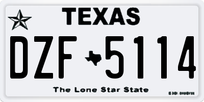 TX license plate DZF5114