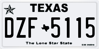 TX license plate DZF5115
