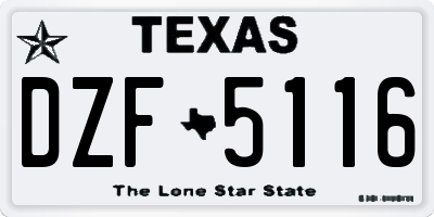 TX license plate DZF5116