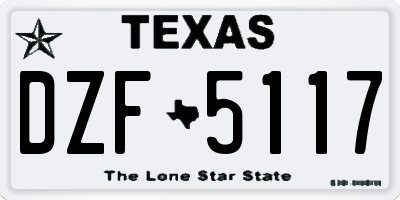 TX license plate DZF5117
