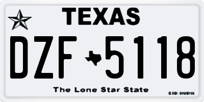 TX license plate DZF5118