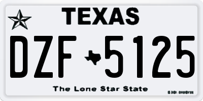TX license plate DZF5125