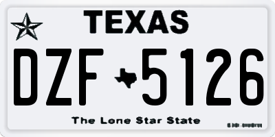 TX license plate DZF5126