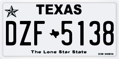 TX license plate DZF5138