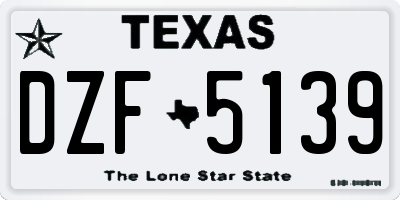 TX license plate DZF5139
