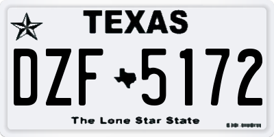TX license plate DZF5172