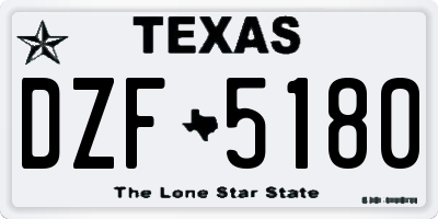 TX license plate DZF5180