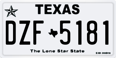 TX license plate DZF5181