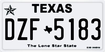 TX license plate DZF5183