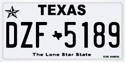 TX license plate DZF5189