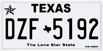 TX license plate DZF5192