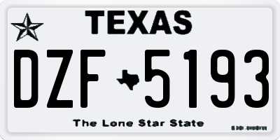TX license plate DZF5193