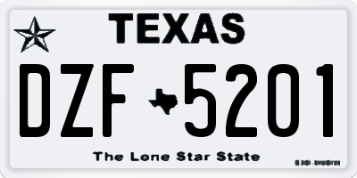 TX license plate DZF5201