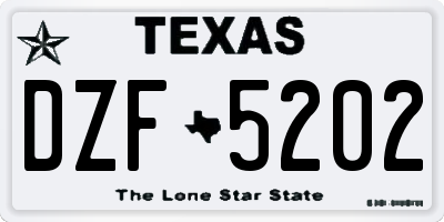 TX license plate DZF5202