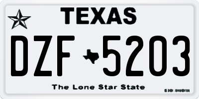 TX license plate DZF5203