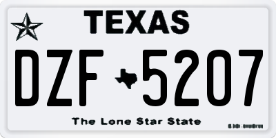 TX license plate DZF5207