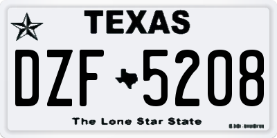 TX license plate DZF5208
