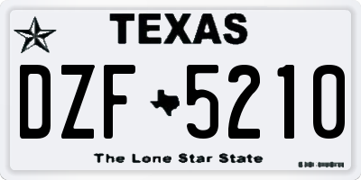 TX license plate DZF5210