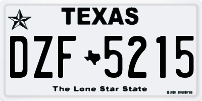 TX license plate DZF5215