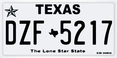 TX license plate DZF5217