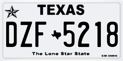 TX license plate DZF5218