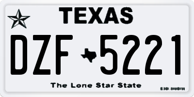 TX license plate DZF5221