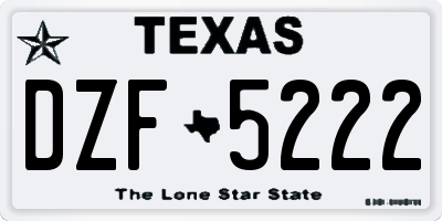 TX license plate DZF5222