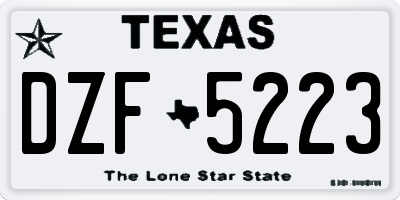 TX license plate DZF5223