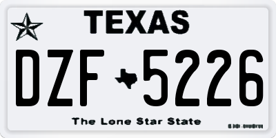 TX license plate DZF5226