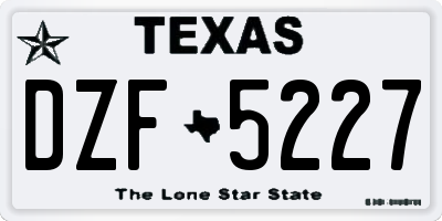 TX license plate DZF5227