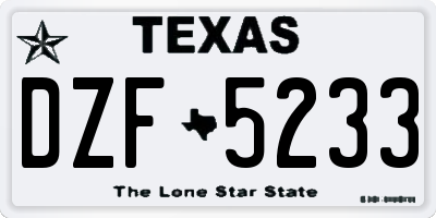 TX license plate DZF5233
