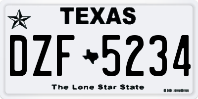 TX license plate DZF5234