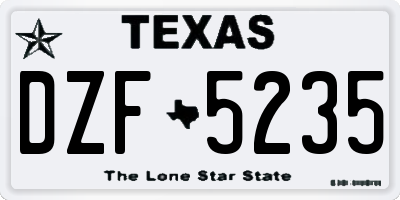 TX license plate DZF5235